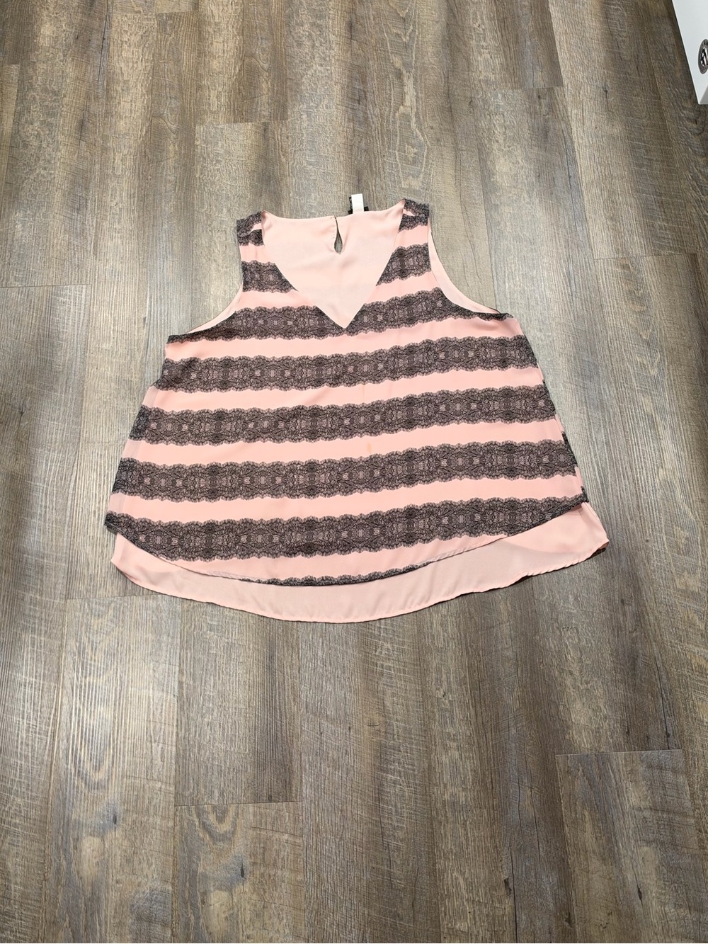 Torrid plus size Sleeveless Pink Lacelike-Striped Women’s Top